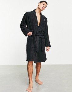 Черный халат с тремя полосками adidas-Черный цвет