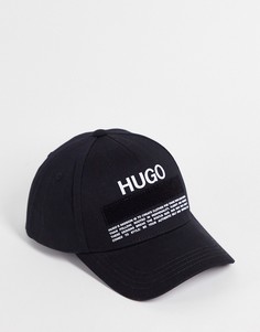 Черная бейсболка с текстовым логотипом HUGO-Черный цвет