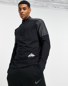Черный топ с короткой молнией Nike Trail Running Element-Черный цвет