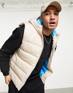 Жилет-пуховик цвета экрю с контрастной подкладкой ASOS DESIGN-Светло-бежевый цвет