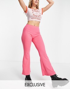 Розовые расклешенные брюки в рубчик Reclaimed Vintage Inspired-Розовый цвет