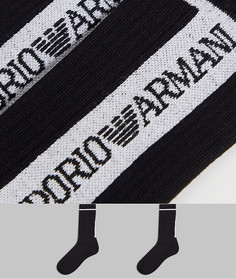 Набор из 3 пар черных носков с вертикальным логотипом сзади Emporio Armani Bodywear-Черный цвет