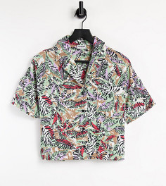 Укороченная рубашка с абстрактным принтом от комплекта Noisy May Petite-Многоцветный