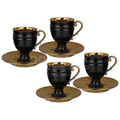 Набор чайный фарфор, 8 предметов, на 4 персоны, 250 мл, Lefard, Черный, 91-104, подарочная упаковка