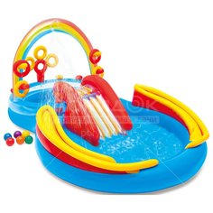 Игровой центр с горкой Intex Радуга 57453, 297х193х135 см