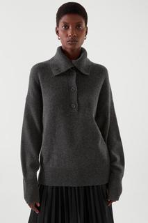 КАШЕМИРОВЫЙ ДЖЕМПЕР С КОСЫМ ВОРОТНИКОМ COS