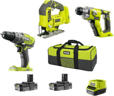 Набор инструментов Ryobi R18DDJSSDS-220S (серо-зеленый)