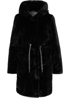 Пальто с искусственным мехом. Сборки в талии. Bonprix