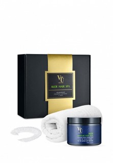 Набор для ухода за волосами Von U подарочный корейский / Восстановление и увлажнение / Маска для волос 480 мл + шапочка + полотенце / Aloe Hair SPA Gift Set