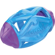 Игрушка для собак GIGWI Edge Flash Регби-мяч светящийся 15 см голубой/фиолетовый