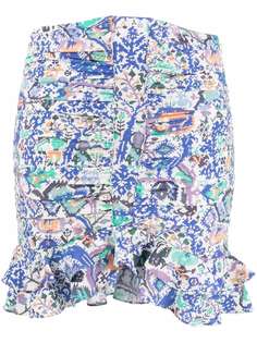 Isabel Marant мини-юбка с абстрактным принтом и оборками