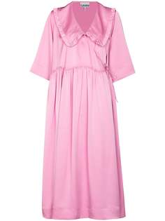 GANNI платье миди с объемным воротником