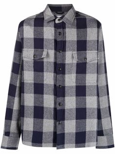 Woolrich клетчатая куртка-рубашка с карманами