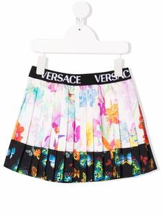 Versace Kids юбка мини с цветочным принтом и складками