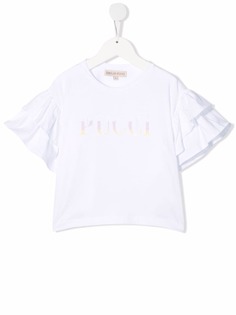 Emilio Pucci Junior футболка с оборками и логотипом