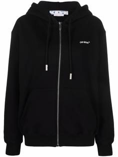 Off-White худи на молнии с полосками