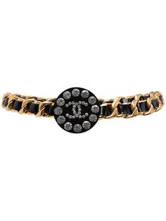 Chanel Pre-Owned ремень 1980-1990-х годов со стразами и логотипом CC