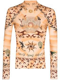 Marine Serre футболка с длинными рукавами и принтом Tattoo