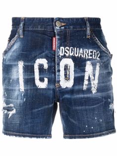 Dsquared2 джинсовые шорты с эффектом потертости и логотипом Icon