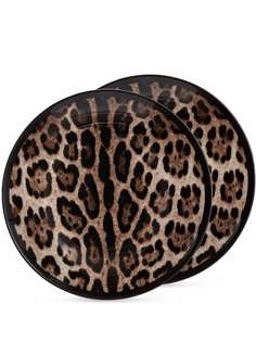 Dolce & Gabbana набор из двух тарелок с леопардовым принтом