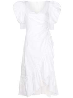 Cinq A Sept платье миди Kacy с объемными рукавами