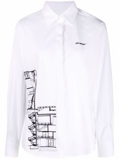 Off-White рубашка с длинными рукавами и графичным принтом