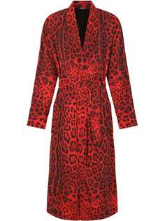 Dolce & Gabbana халат с поясом и леопардовым принтом
