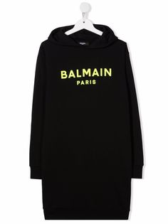 Balmain Kids платье с капюшоном и логотипом