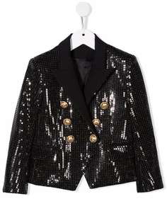 Balmain Kids двубортный блейзер с пайетками