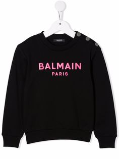 Balmain Kids толстовка с тисненым логотипом