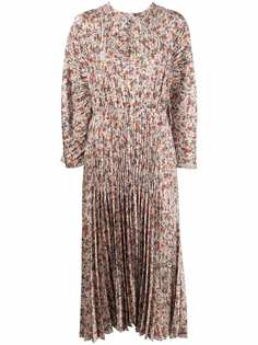 Vince плиссированное платье миди с цветочным принтом