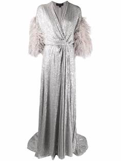 Jenny Packham платье с пайетками и перьями