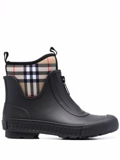 Burberry резиновые ботинки с клетчатой вставкой