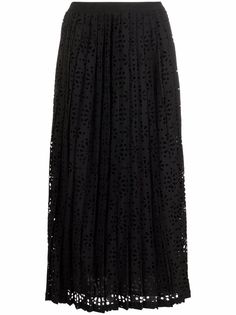 See by Chloé плиссированная юбка миди с английской вышивкой