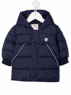 Timberland Kids пуховик с капюшоном и логотипом