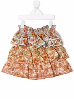 ZIMMERMANN Kids юбка с оборками и цветочным принтом