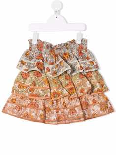 ZIMMERMANN Kids юбка с оборками и цветочным принтом