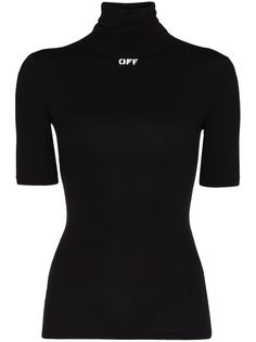 Off-White футболка с высоким воротником и логотипом