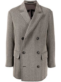 Giorgio Armani двубортное пальто с узором в елочку