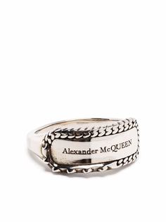 Alexander McQueen кольцо с гравированным логотипом