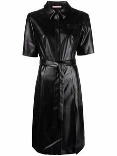 12 STOREEZ платье-рубашка миди из искусственной кожи