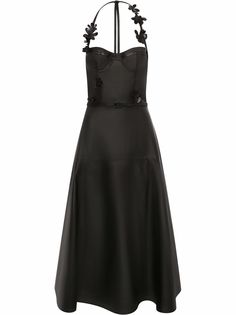 Oscar de la Renta кожаное платье миди с вырезом халтер