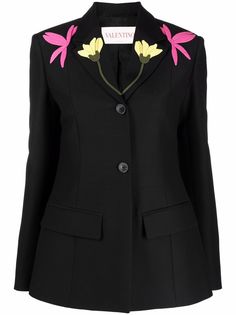 Valentino блейзер с цветочной вышивкой