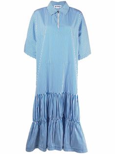 Sunnei ярусное платье-рубашка в полоску
