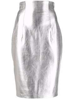 Balmain юбка с завышенной талией и эффектом металлик