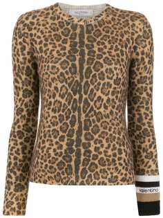Valentino кашемировый джемпер с леопардовым принтом