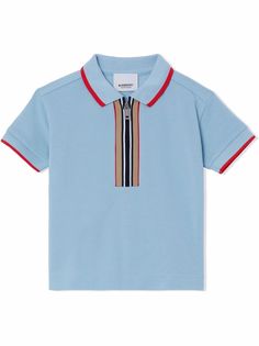 Burberry Kids рубашка поло с молнией и отделкой Icon Stripe