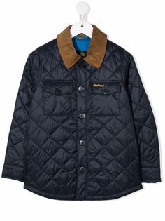 Barbour Kids стеганая куртка с контрастным воротником