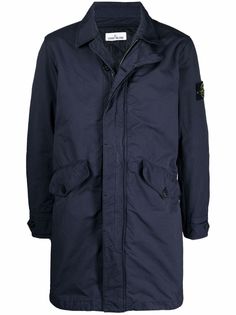 Stone Island пальто на пуговицах с нашивкой-логотипом
