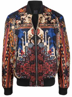 Balmain двусторонний бомбер с графичным принтом